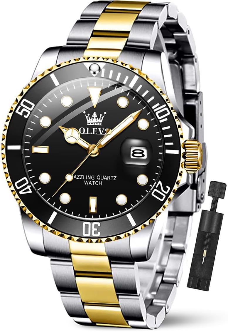 OLEVS Luxury Watches for Men Big Face Stainless Steel Dress Watch