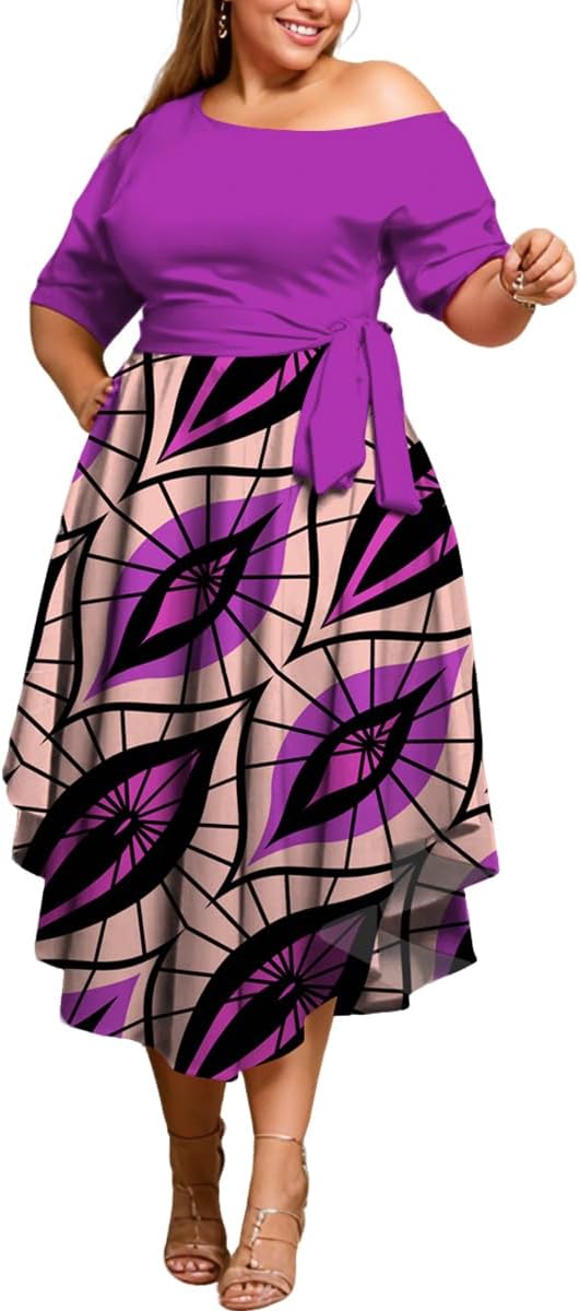 Plus Size Women Wedding Guest Dress Off Shoulder Midi Style