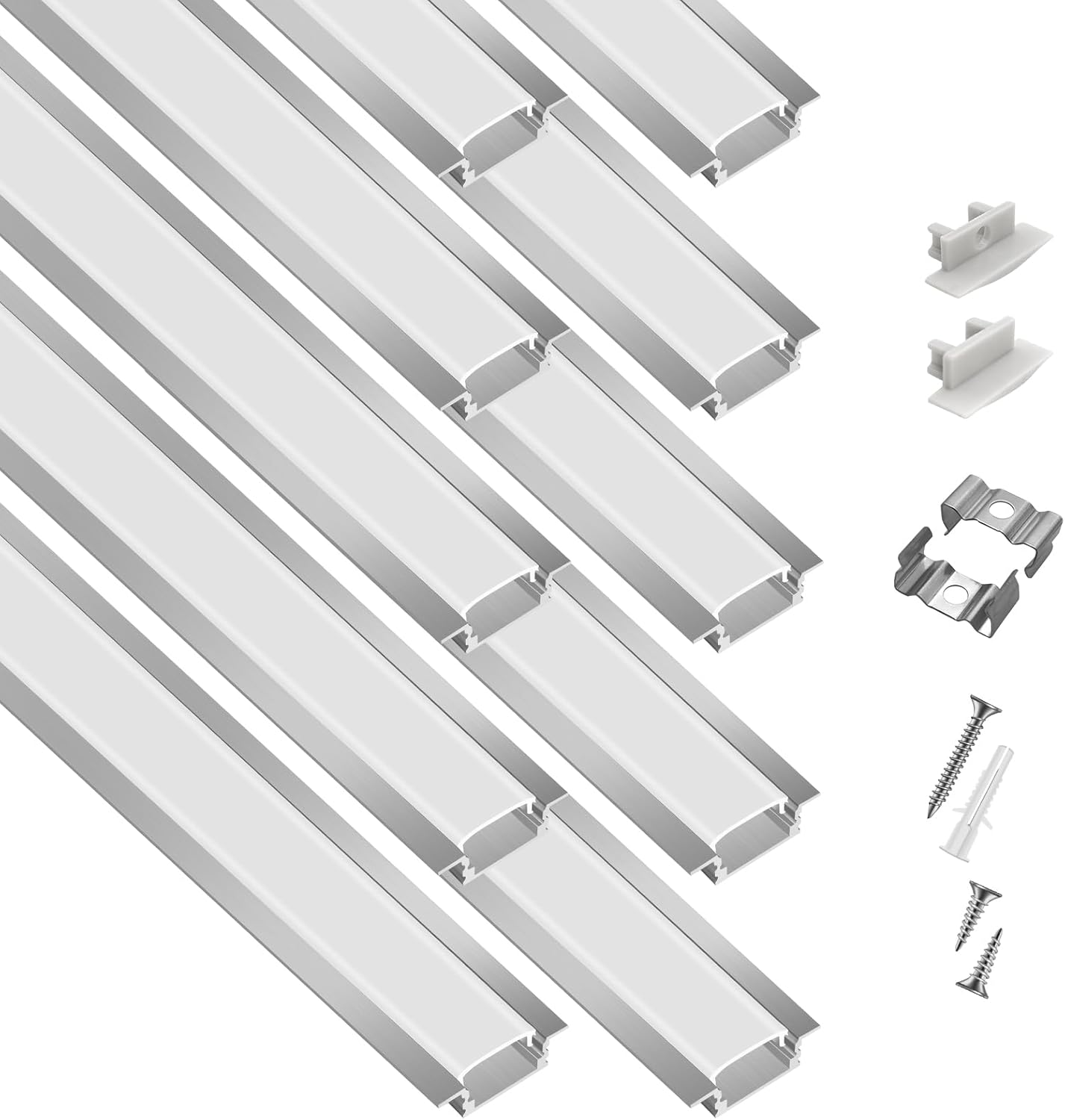 10-Pack 6.6ft LED Aluminum Channel for Strip Lights Installation