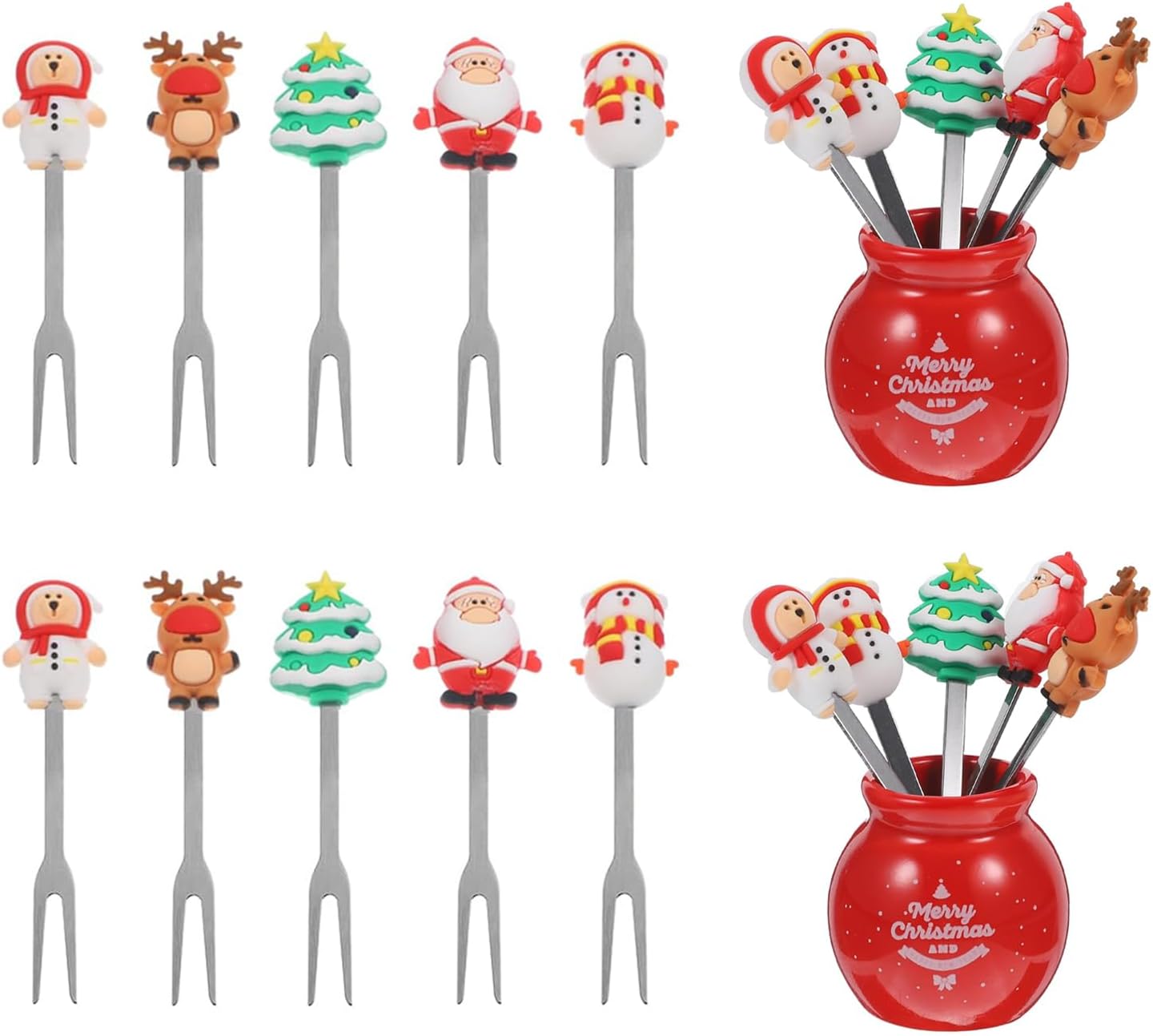 Santa Claus Xmas Fruit Picks Set ~ Festive Dessert Decor