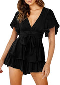 Women's Floral Print Deep V-Neck Romper - Flattering Summer Jumpsuit