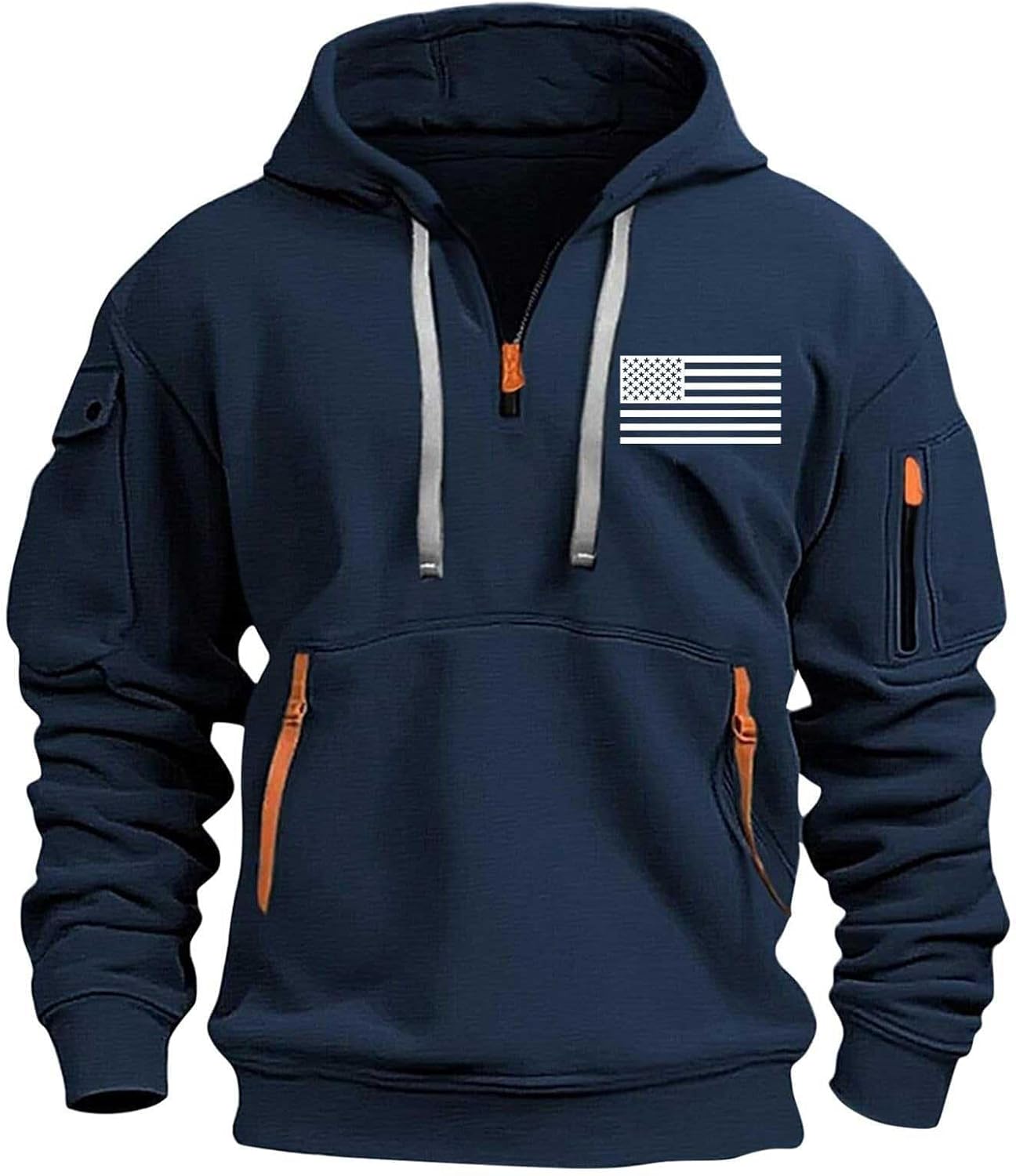 USA Flag Tactical Hoodie: Quarter Zip & Pocketed!