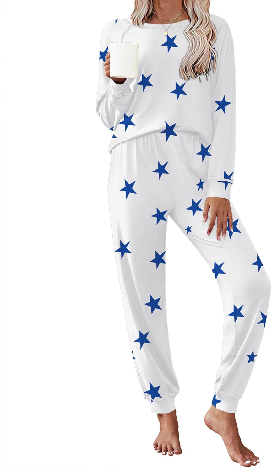 Ekouaer Pajamas Set for Women Soft Comfy Pjs Long Sleeve Sleepwear