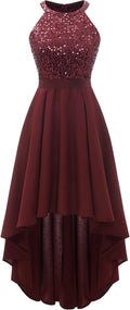 Sequin Halter Cocktail Prom Dress Hi-Lo - Sparkling Evening Dress