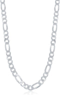 Sterling Silver Italian Rhodium Plated 5.8mm Figaro Chain - Classic