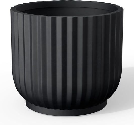 Kante Round Fluted Planter: Modern 11 Inch Concrete Pot