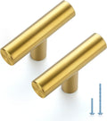 2 in Cabinet Pulls Brushed Brass T-Handle 30 Pack - Modern Update