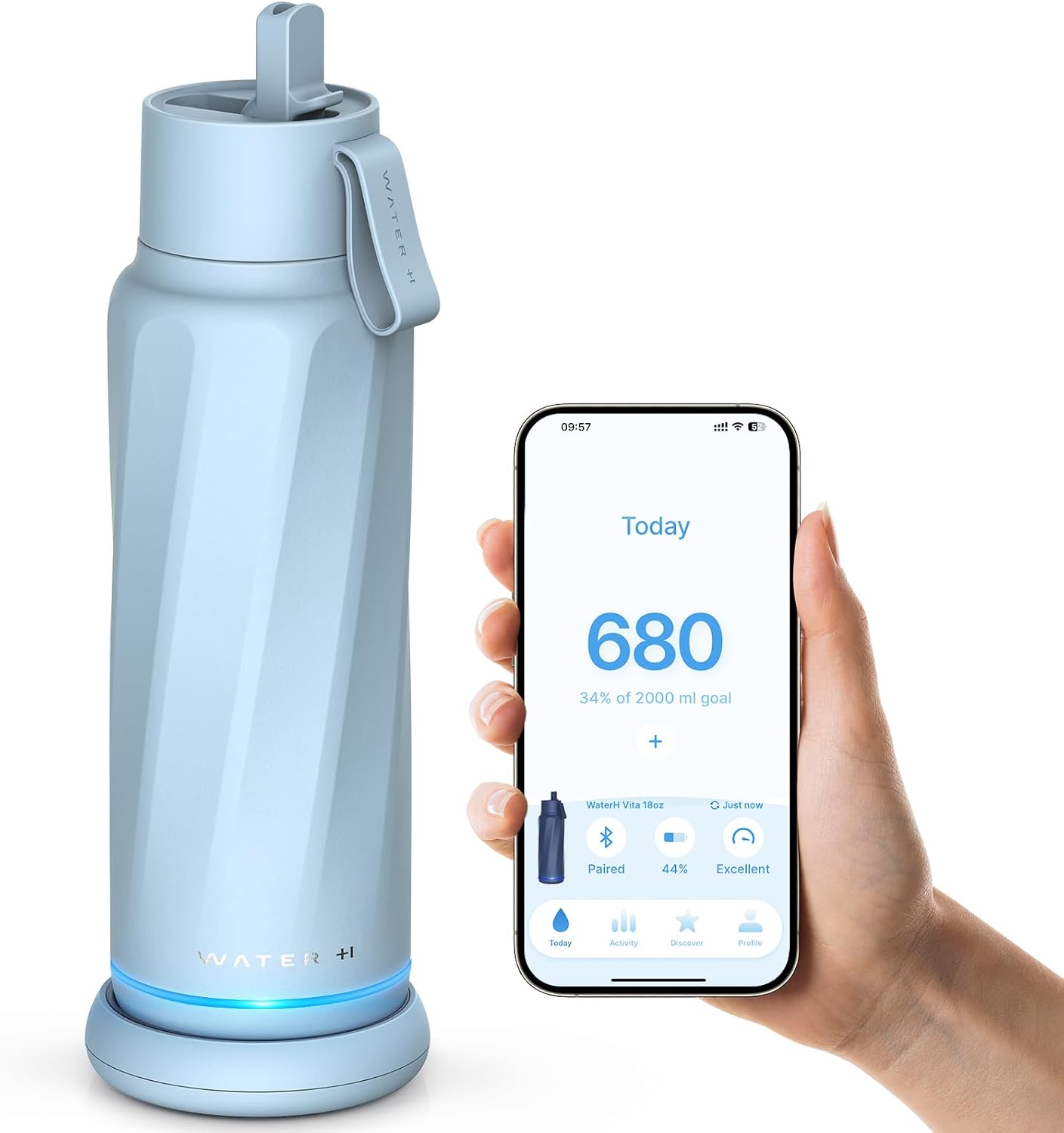 Vita Smart Water Bottle with Reminder to Drink Water - 18 oz