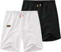 Mens Casual Linen Shorts Elastic Waist Drawstring Loose Fit