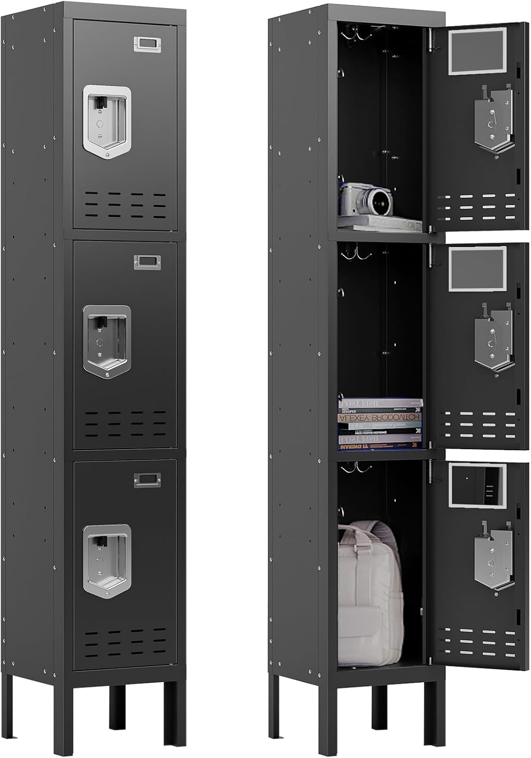 Durable 66in Metal Lockers with 3 Door Storage for Employees