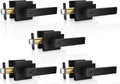 Modern Black Door Handles 5 Pack Privacy Levers - Heavy Duty