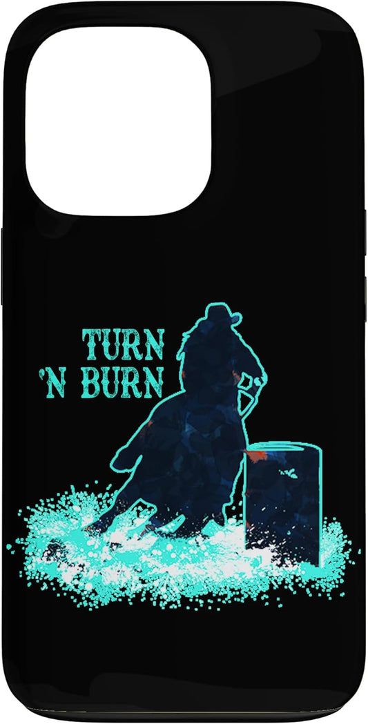 Teal & Black Barrel Racing iPhone 13 Pro Case