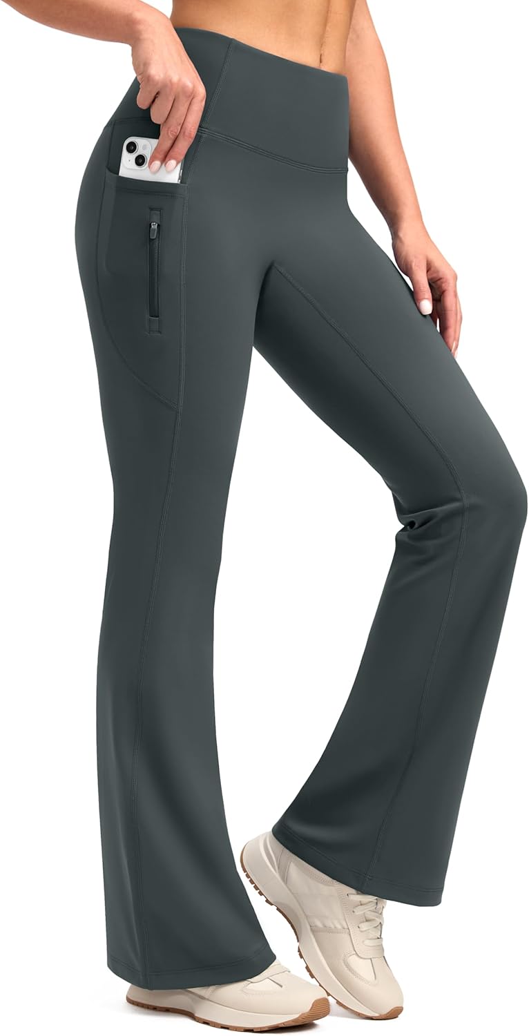 SANTINY Fleece Lined Flare Leggings for Winter Activities