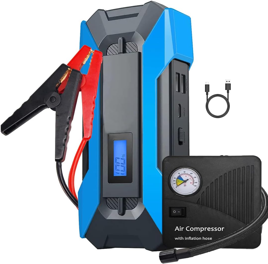 2000A Jump Starter with Air Pump - Power & Safety in One!