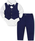 Baby Boy Clothes Suits 4Pcs Infant Gentleman Outfit - Cotton Blend