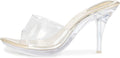 Clear Heels Stiletto Sandals for Women - Transparent Strap Silver
