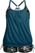 Plus Size Tankini Swimsuit Two Piece - Tummy Control Blouson Fit