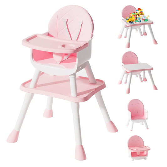 6-in-1 Convertible Pink Baby High Chair by UNISWAN