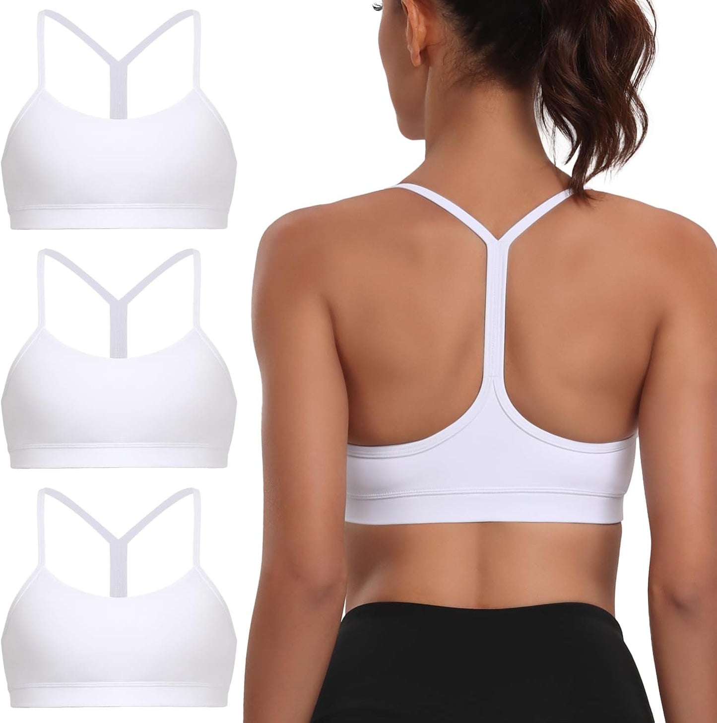 Spaghetti Strap Padded Sports Bras for Women - Y Back Design