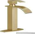 Gold Waterfall Bathroom Faucet Single Handle Vanity Sink Faucet