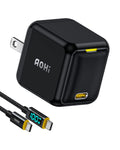 AOHI 65W PD USB C Charger with LED Display - Fast GaN Travel Adapter