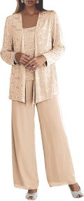 3 Pieces Chiffon Mother of The Bride Pant Suits (Style JNQK)