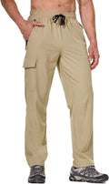 Men's Hiking Pants with Elastic Waist and Zip Pockets - Quick Dry UPF