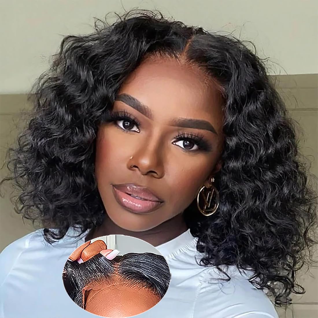 Glueless Wigs Human Hair Deep Wave Bob for Easy Wear and Go