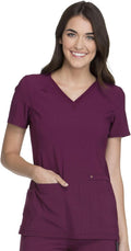 Cherokee Women's Iflex V-Neck Knit Panel Scrub Top (Style ZORB)