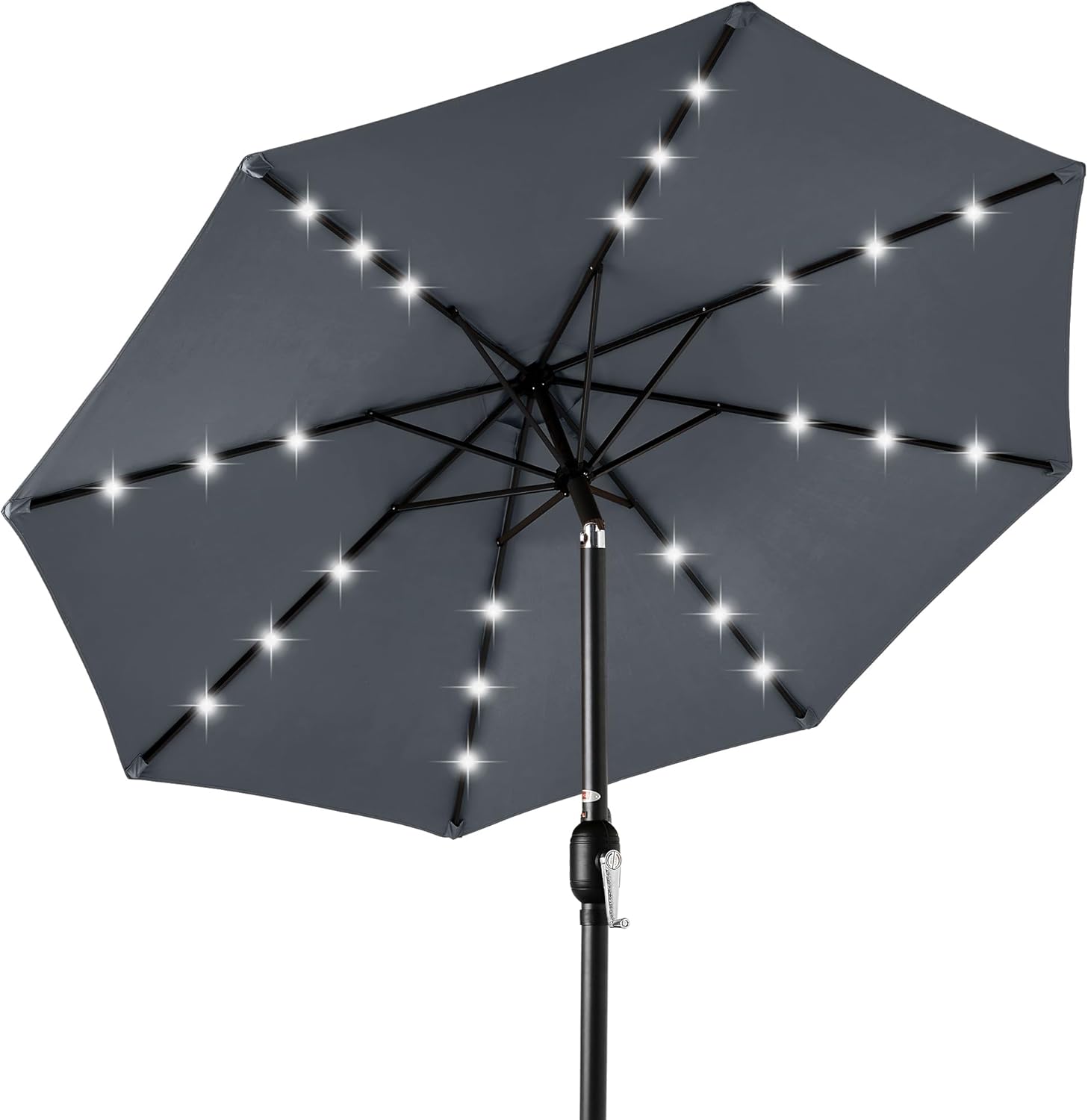 10ft Solar LED Lighted Patio Umbrella with Tilt Adjustment