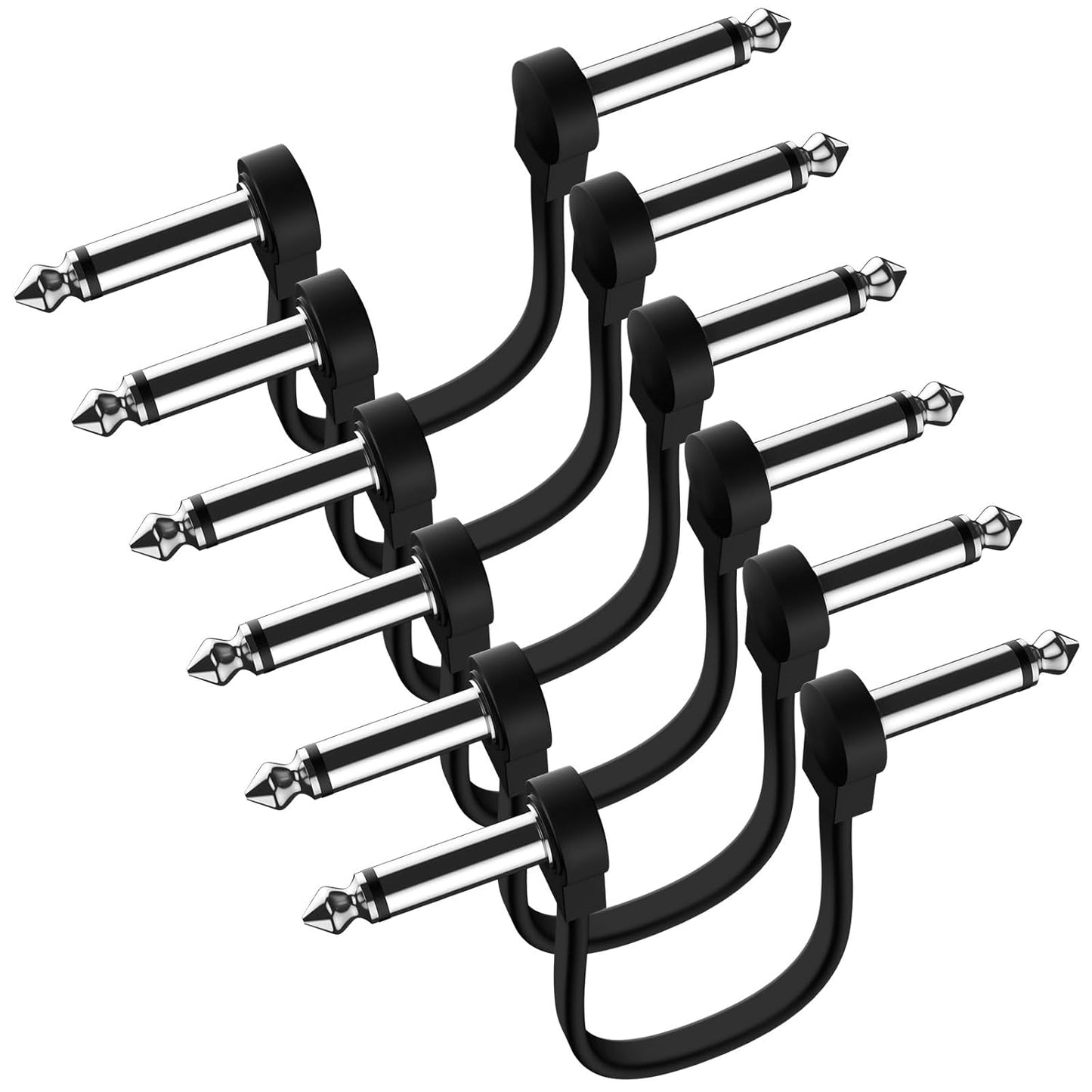 6 Pack Premium Guitar Patch Cables - Noise-Free & Space-Saving Flat Design by Heams