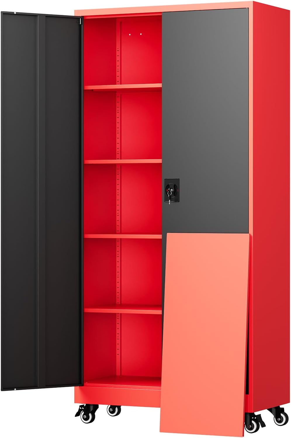 Yizosh Metal Garage Storage Cabinet with Locking Doors and Shelves