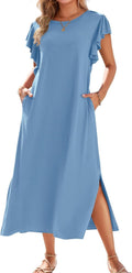 Zilcremo Women Summer Ruffle Sleeve Loose Sundress - Comfortable Fit