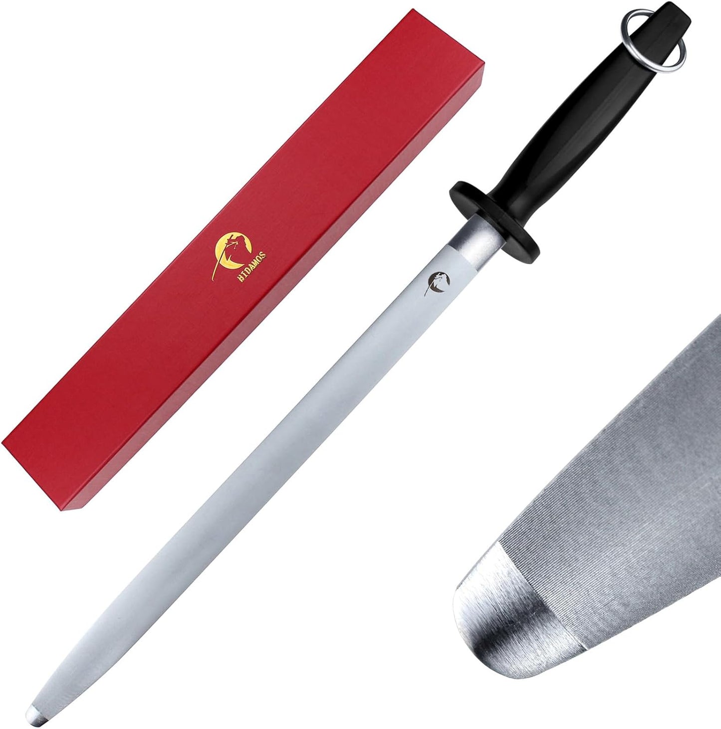 Honing Steel Knife Sharpener 12 IN Rod for Kitchen Knives