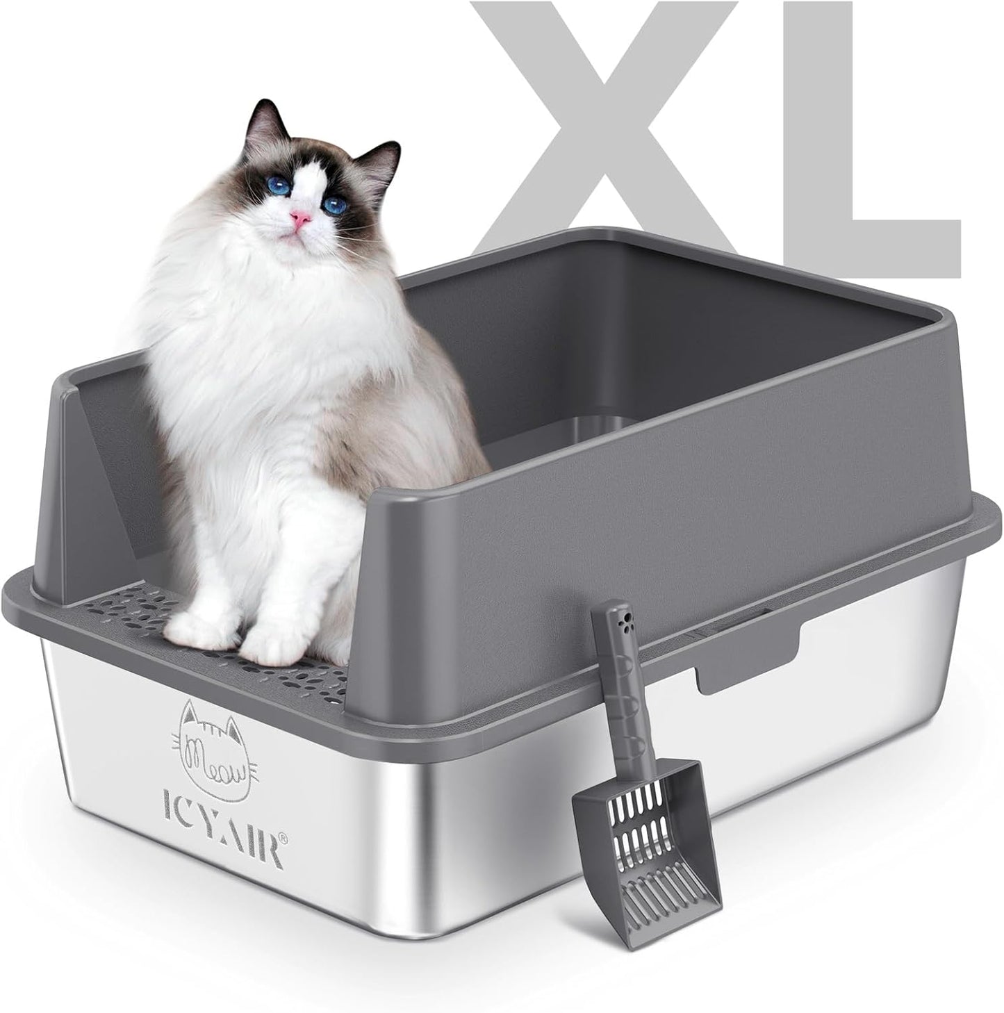 Stainless Steel Cat Litter Box for Big Cats - Extra Large XL