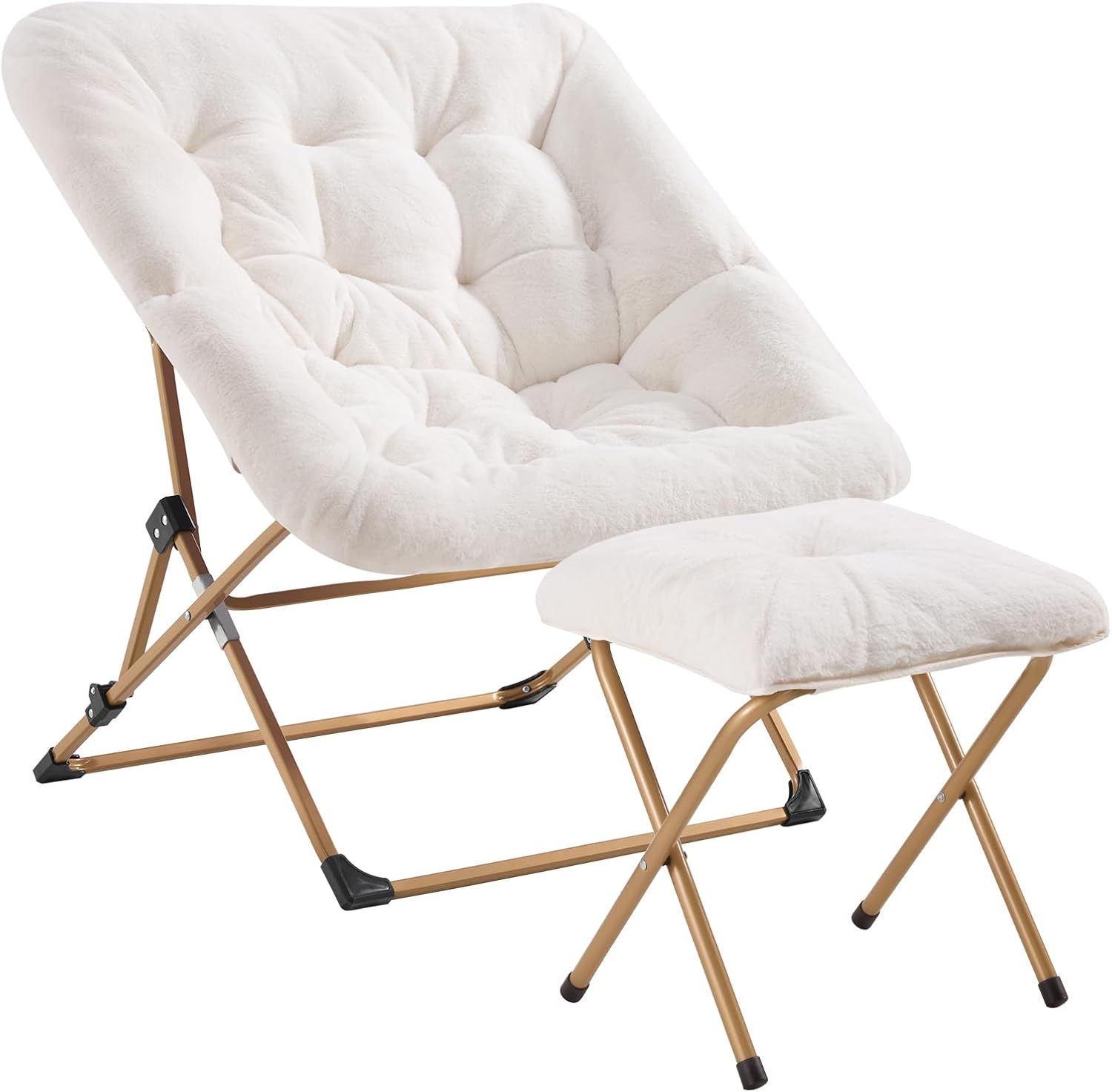 OAKHAM Comfy Chair for Adults - Soft Faux Fur Folding Lounge