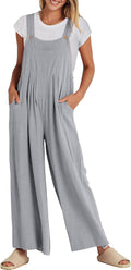 Womens Linen Overalls Jumpsuit Wide Leg Casual - Summer Travel