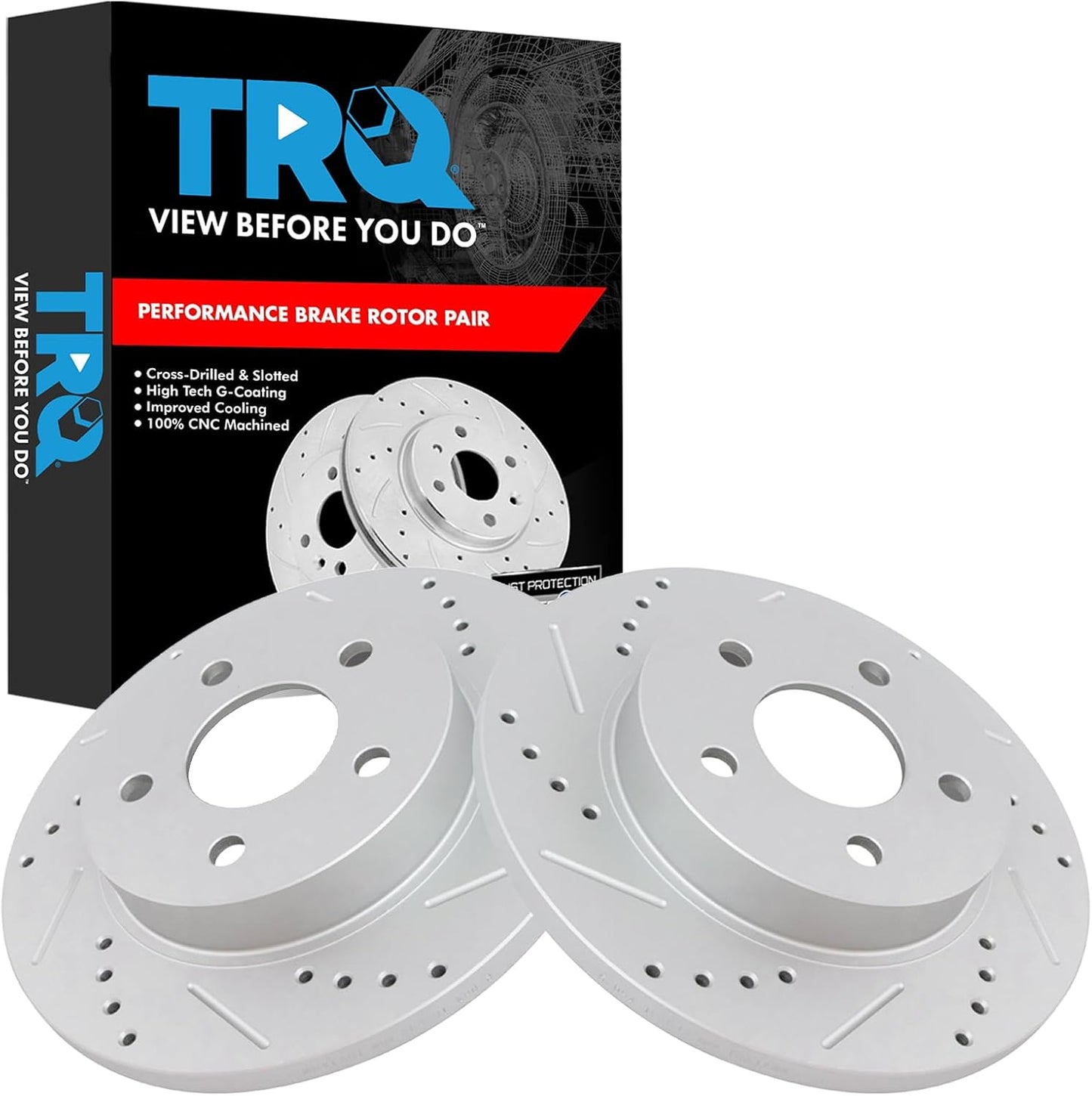 TRQ Rear Performance Brake Rotors Set for Chevrolet and Pontiac