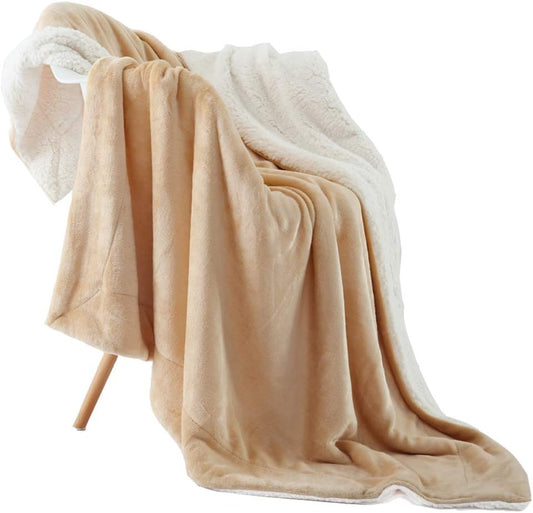 NANPIPER Reversible Sherpa Throw Blanket for Cozy Comfort