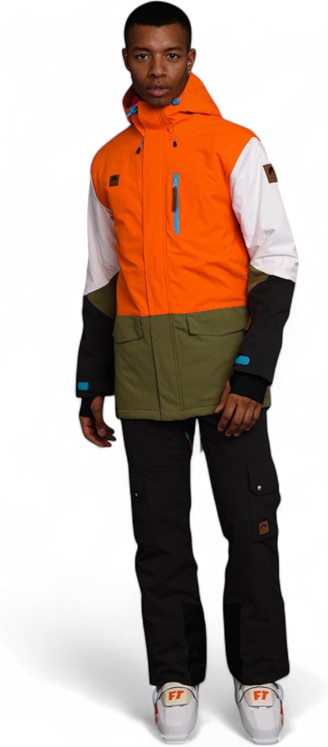 OOSC Men's Orange Waterproof Ski Jacket