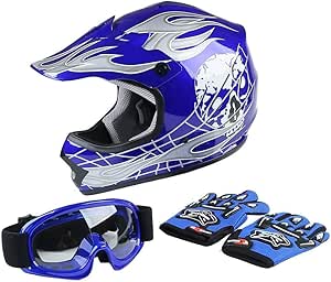 SLMOTO Youth Motocross Helmet with Goggles and Gloves Set