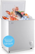 Chest Freezer 5.0 Cu.Ft Small Deep Freezer White Top Door - Compact