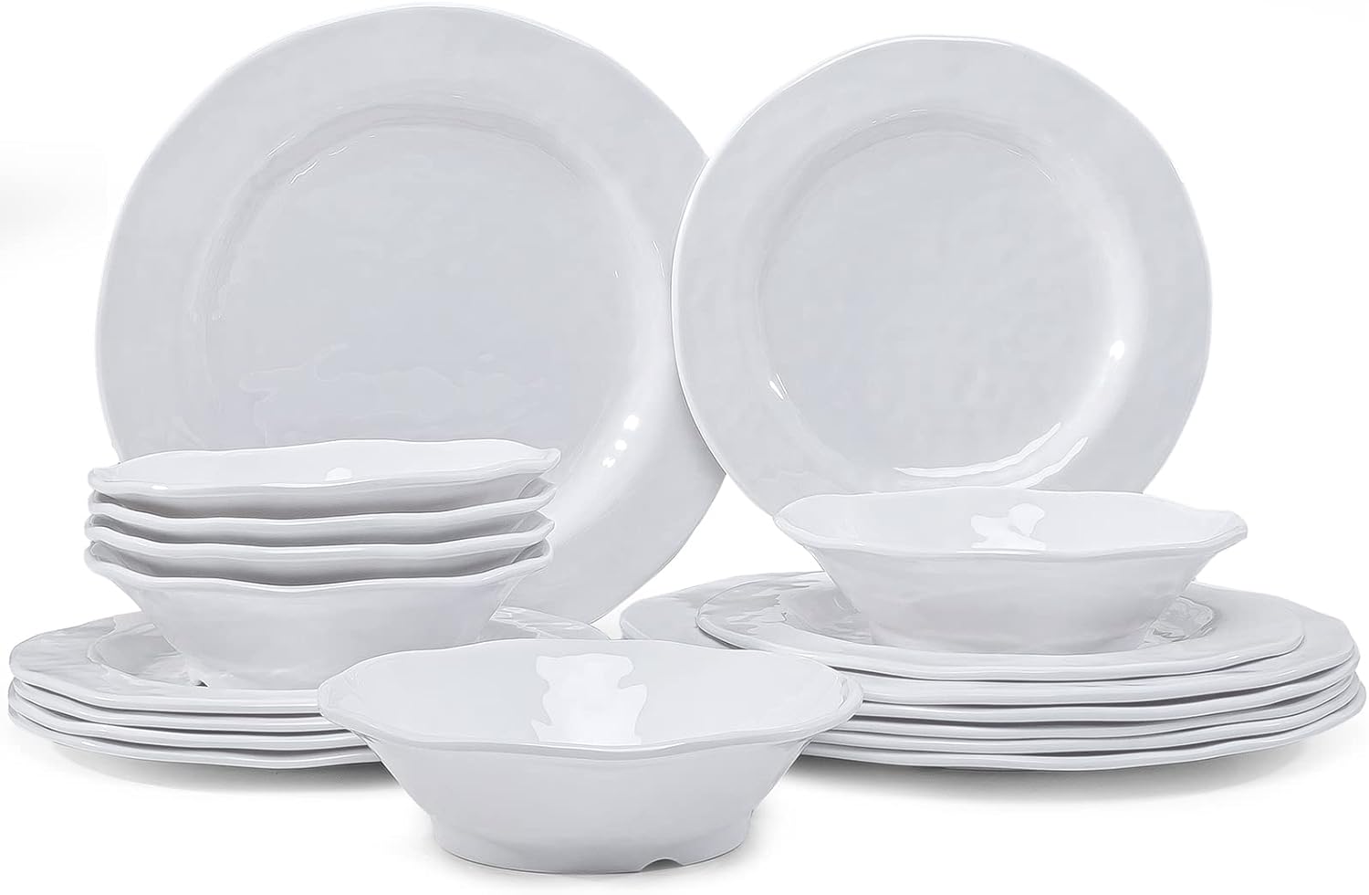 LEHAHA Basic White Melamine Dinnerware Set for 6, 18 Pieces