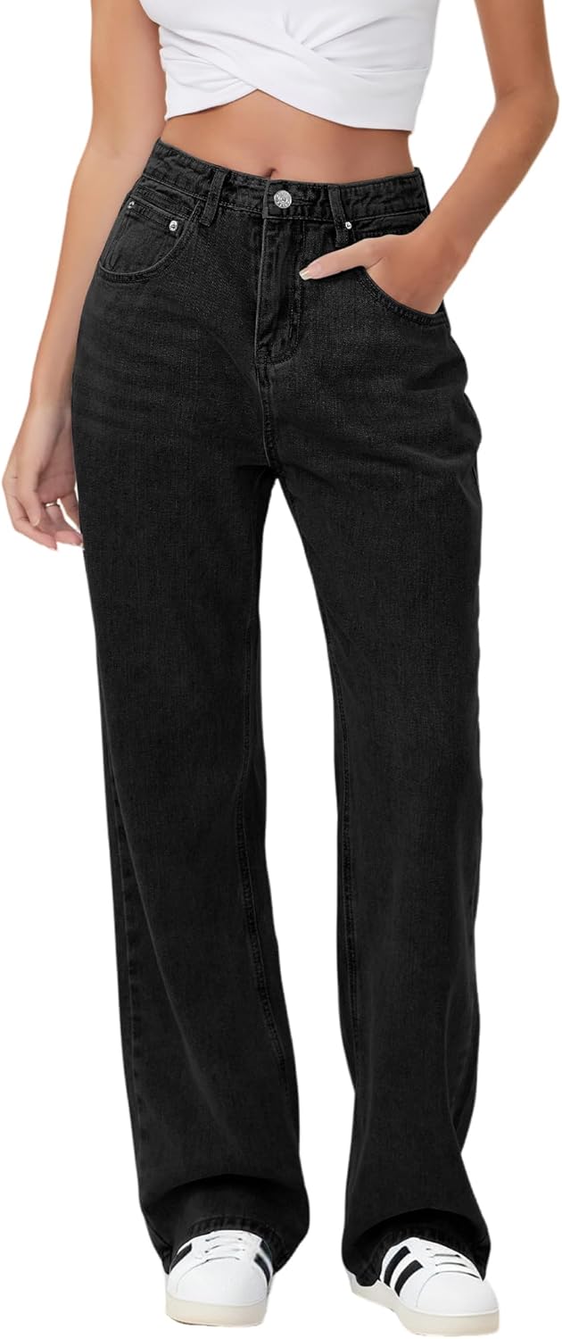 HDLTE Baggy Stretchy Jeans for Women - Trendy Wide Leg Denim
