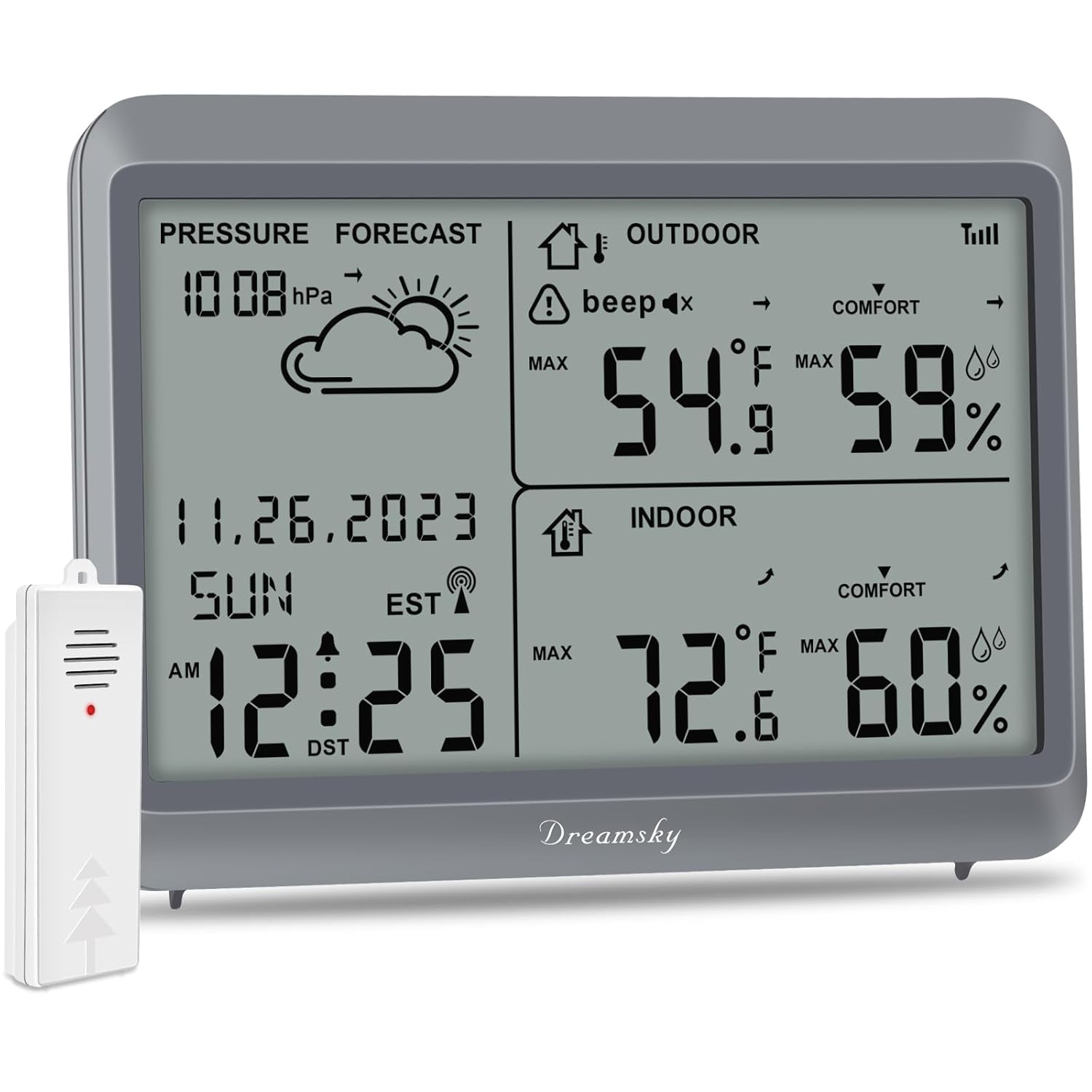DreamSky Weather Station with Indoor Outdoor Thermometer Features