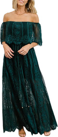 Off The Shoulder Floral Lace Maxi Dress - Elegant Maternity Special