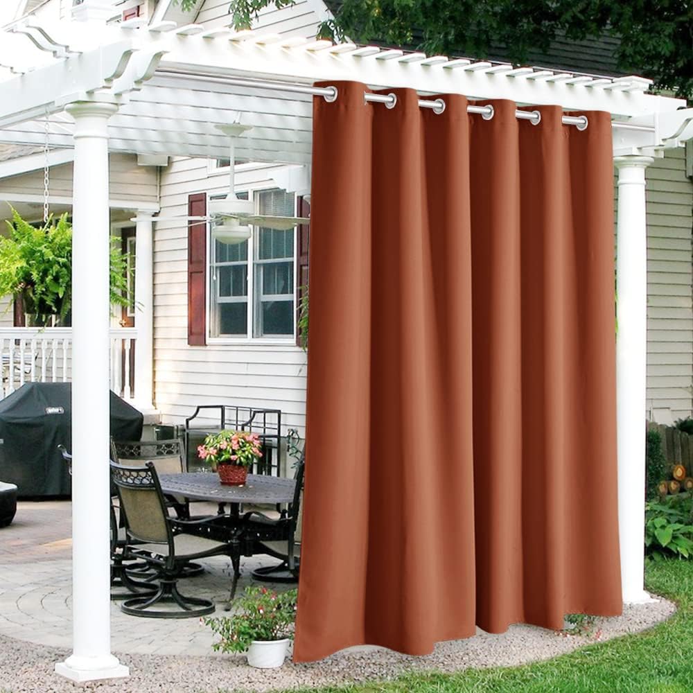 RYB HOME Outdoor Curtains for Patio, Waterproof Blackout Privacy
