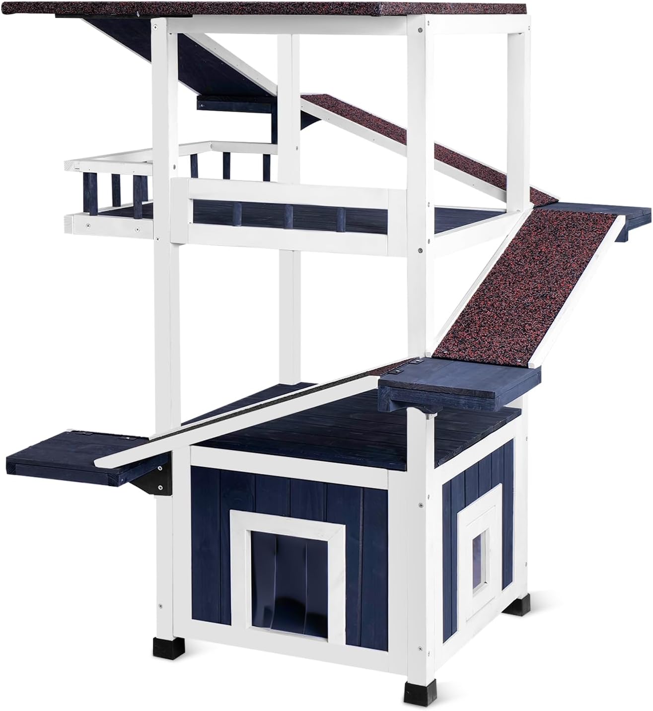 4 Tiers Outdoor Cat House for Multi-Cat Play and Shelter