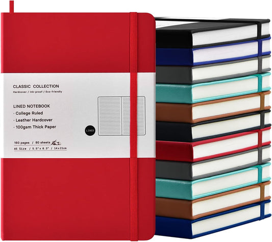 Coopay Bulk A5 Notebooks: 160 Pages, 100GSM, Lined Leather Journals
