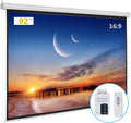 Kshioe 92in Motorized HD Projector Screen - Wrinkle-Free Remote Control